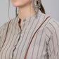 Jaipur Kurti Women Grey Striped Co-Ords - Swadesiicart