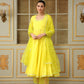 Pomcha Jaipur Yellow Saadgi Yellow Mirror Work Anarkali Set | Swadesiicart