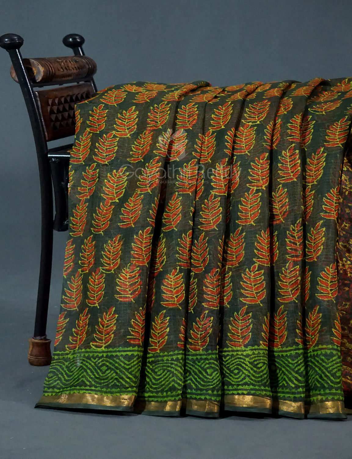 Combo of Green, Red And Yellow Colour Block Print Pure Kota Doria Printed Saree By Gayathri Reddy Designer Studio | Swadesiicart