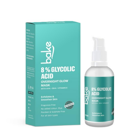 Bake 8% Glycolic Acid Overnight Glow Mask Serum | Swadesiicart