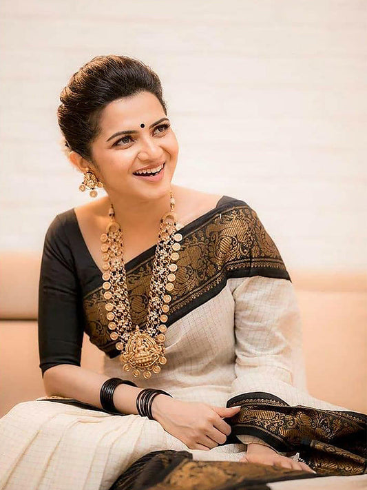 Kalini Woven Design Zari Silk Cotton Banarasi Saree | Swadesiicart