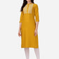 HERE&NOW Yoke Design Mandarin Collar Thread Work Cotton Kurta - Swadesiicart