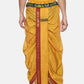 Sethukrishna Men Mustard-Yellow & Red Solid Readymade Dhoti | Swadesiicart