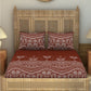 SPACES Warli Orange & White Printed Cotton 210 TC King Bedsheet with 2 Pillow Covers - Swadesiicart