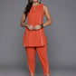 Ahalyaa Women's Traditional Wear Co-ods - Orange - Swadesiicart