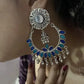 Tehzeeb Creations Women's Silver Plated Blue Meenakari Earrings | Swadesiicart