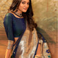 Anaita Navy Blue Designer Zari Weaving Pure Paithani Silk Saree With Blouse