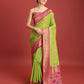 Monjolika Fashion Exquisite Designs With This Regal Parrot Green Patola Pallu Banarasi Tissue Silk Saree | Swadesiicart