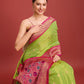 Monjolika Fashion Exquisite Designs With This Regal Parrot Green Patola Pallu Banarasi Tissue Silk Saree | Swadesiicart
