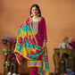 Anaita Wine Embroidered Soft Organza Salwar Suit