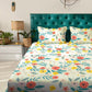 KLOTTHE White & Blue Floral Printed 300 TC King Bedsheet With 2 Pillow covers - Swadesiicart