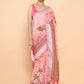 Soch Pink & Grey Floral Zari Pure Linen Ready to Wear Saree | Swadesiicart