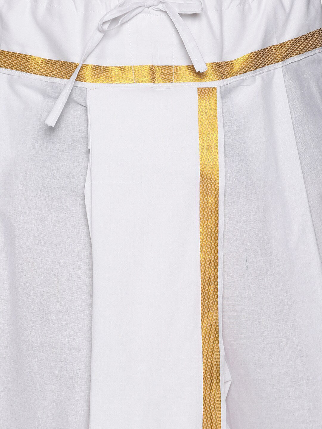Sethukrishna Men White Solid Readymade Cotton Dhoti | Swadesiicart