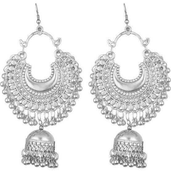 MS Fashion India Stylish And Trendy Silver Oxidized Hanging Jhumka Earrings | Swadesiicart