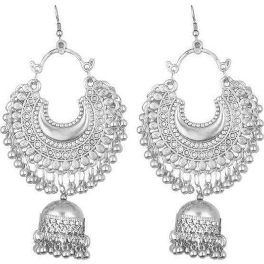 MS Fashion India Stylish And Trendy Silver Oxidized Hanging Jhumka Earrings | Swadesiicart