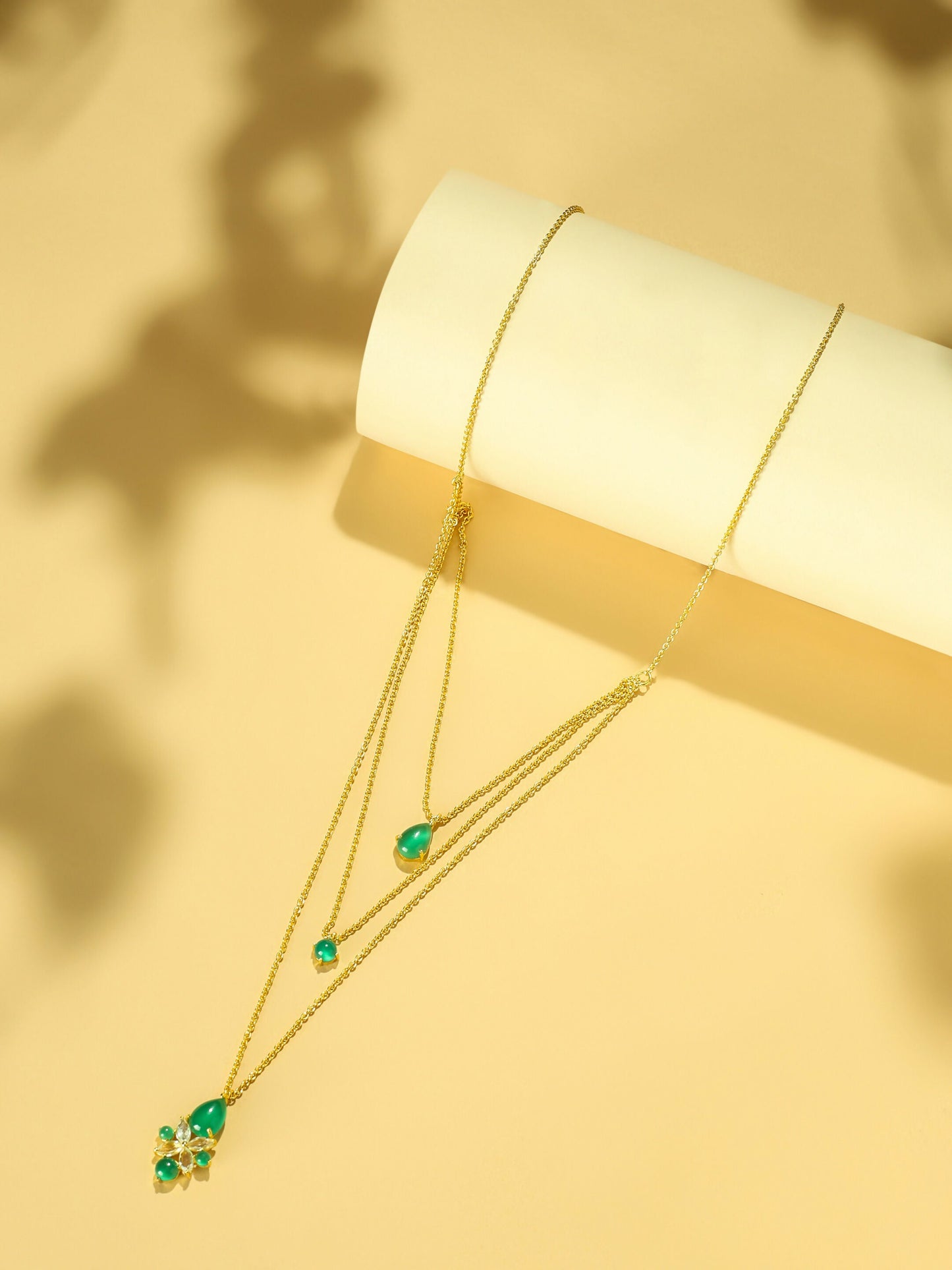 Nuyug 18k Trio Pendant Gold Anti Tarnish Necklace | Swadesiicart