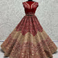 Jyoti Fashion Women's Red Velvet Fancy Dori & Sequins Multi Thread Embroidered with Diamond Work Wedding Lehenga Choli | Swadesiicart