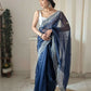 Vamsee Shirovastra Navy Blue Organza Saree - Swadesiicart