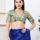 Joban Fashion Multi Polyester Elbow Sleeveless Front Open Blouse - Swadesiicart