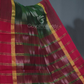Dual Shades of Mango Green And Maroon Mangalagiri Ikkat Cotton Saree By Gayathri Reddy Designer Studio | Swadesiicart