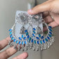 Tehzeeb Creations Women's Silver Plated Blue Meenakari Earrings | Swadesiicart