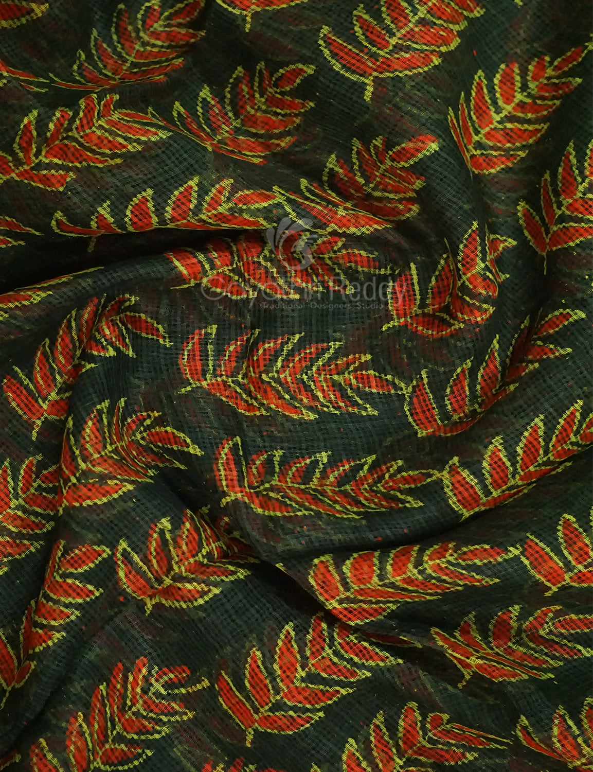 Combo of Green, Red And Yellow Colour Block Print Pure Kota Doria Printed Saree By Gayathri Reddy Designer Studio | Swadesiicart