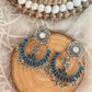 Tehzeeb Creations Women's Silver Plated Blue Meenakari Earrings | Swadesiicart