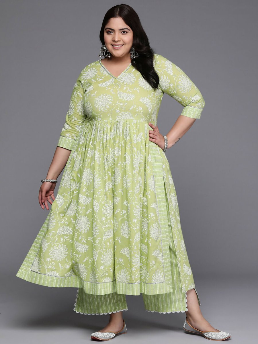 Ahalyaa Women's Traditional wear Kurta Set - Green | Swadesiicart