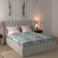 MYTRIDENT Turquoise Blue Pink Floral Pure Cotton 144 TC Queen Bedsheet 2 Pillow Covers - Swadesiicart