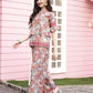 Red Rayon Floral Printed Top with Matching Bottom - Eesha - Swadesiicart