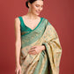 Monjolika Fashion Glamour And Tradition With This Beige Color Zari Woven Banarasi Tissue Silk Saree | Swadesiicart