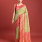 Monjolika Fashion Glamour And Tradition With This Pastel Green Color Zari Woven Banarasi Tissue Silk Saree | Swadesiicart