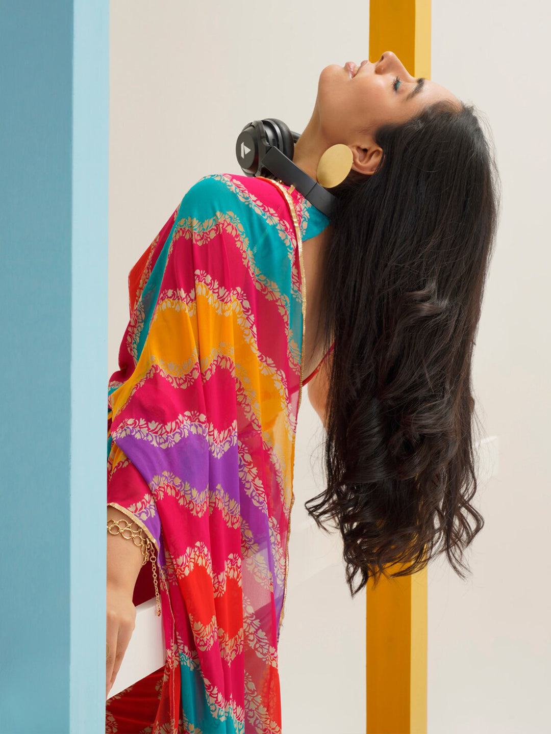 Tikhi Imli Leheriya Gotta Patti Saree | Swadesiicart
