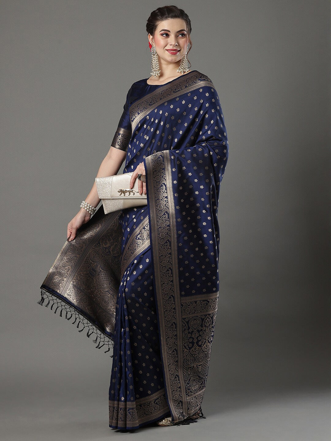 Mitera Woven Design Zari Silk Blend Banarasi Saree | Swadesiicart