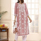 Anouk Floral Embroidered Round Neck Chikankari Straight Kurta | Swadesiicart