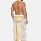Sethukrishna Men Cream and Gold-Toned Solid Dhoti With Angavastram | Swadesiicart