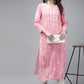 ADA Women Pink & White Floral Chikankari Cotton Handloom Kurta | Swadesiicart