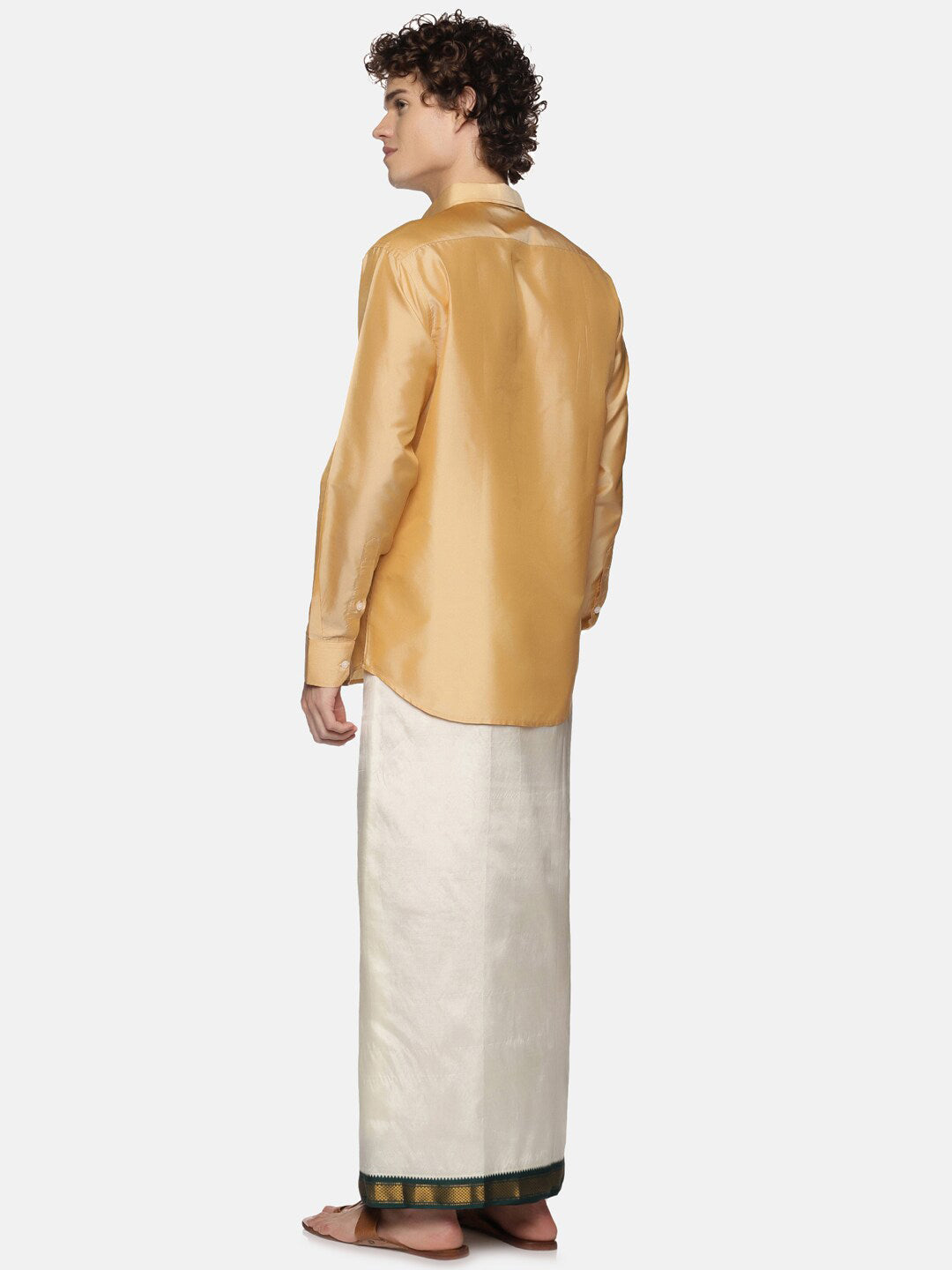 Sethukrishna Men Off White Solid Art Silk Dhotis | Swadesiicart