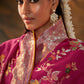 Mitera Pink & White Ethnic Motifs Zari Silk Banarasi Saree | Swadesiicart