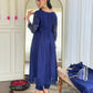 The52 Blue Women's Beautiful Embroidered Vichitra Silk Fabric with Flared Kurta, Pant and Dupatta Set - Swadesiicart