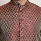 Sojanya Men Maroon & Golden Ethnic Motifs Jacquard Silk Kurta | Swadesiicart