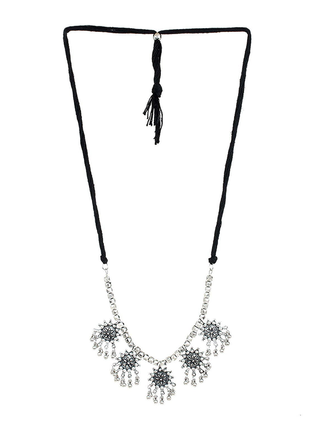 Cardinal Silver-Toned Oxidised Jewellery Set - Swadesiicart
