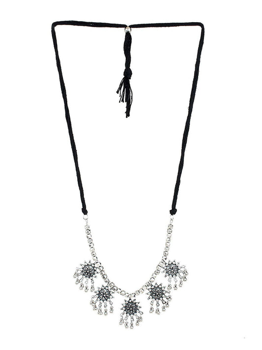 Cardinal Silver-Toned Oxidised Jewellery Set - Swadesiicart