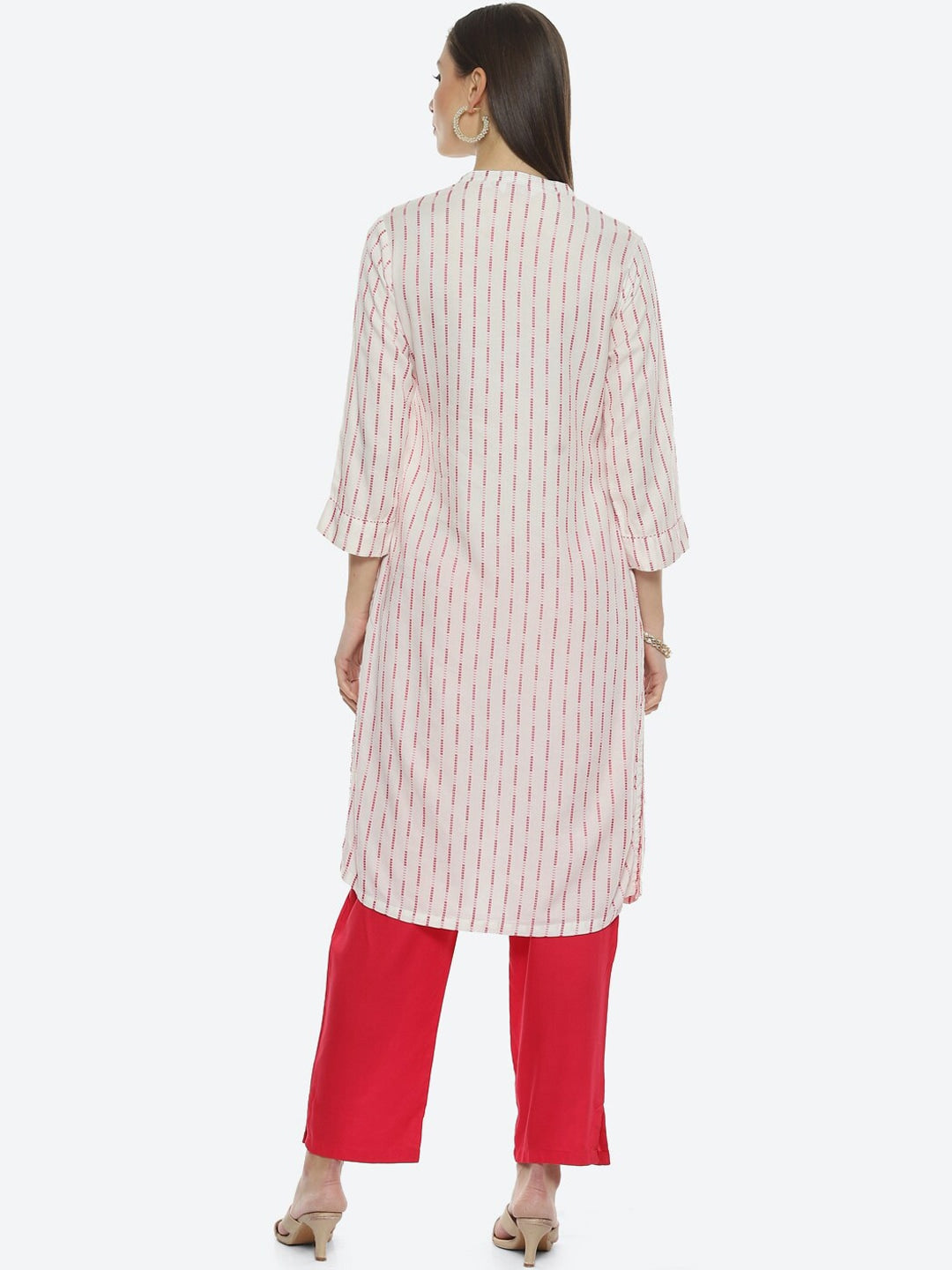 Biba Women Striped Woven Design Kurta - Swadesiicart