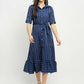 Rudra Bazaar Blue A-Line Striped Kurta | Swadesiicart