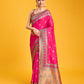 Monjolika Fashion Rani Pink Banarasi Rich Zari Woven Weave For Opulent Charm Silk Saree | Swadesiicart