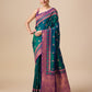 Monjolika Fashion Dark Teal Color Banarasi Rich Zari Woven Weave For Opulent Charm Silk Saree | Swadesiicart