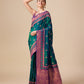 Monjolika Fashion Dark Teal Color Banarasi Rich Zari Woven Weave For Opulent Charm Silk Saree | Swadesiicart