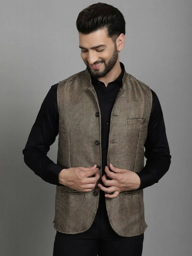 Even Apparels Nehru Jacket With Welt Pockets - Beige | Swadesiicart