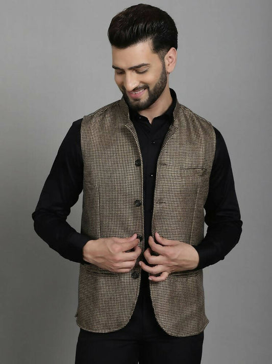 Even Apparels Nehru Jacket With Welt Pockets - Beige | Swadesiicart
